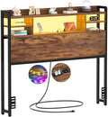 Aheaplus Headboard for Twin Size Bed with Storage and Outlets, Rustic Brown