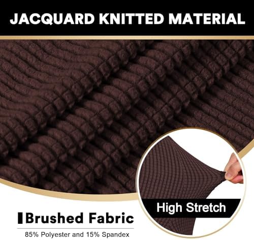 PrinceDeco Stretch T Cushion Loveseat Slipcovers Washable,Pet-Friendly,Brown