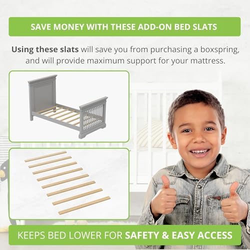 Replacement Bed Slats for Twin, Full, Queen & King Beds; Solid Wood Support