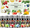 Fruity Essential Oils Set - 6x10ML Fruit Fragrance Oil for Diffuser, Aromatherapy, Candle Making - Strawberry, Cherry, Blueberry, Mango, Coconut, Watermelon Scented Oil