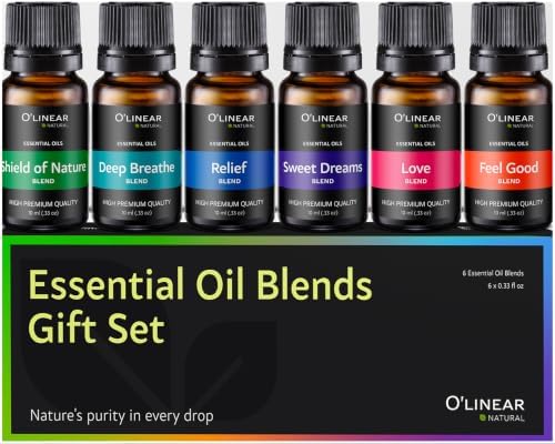 O'linear Top 6 Blends Essential Oils Set - Aromatherapy Diffuser Blends for Sleep, Mood, Breathe, Temptation, Feel Good, Stress Relief
