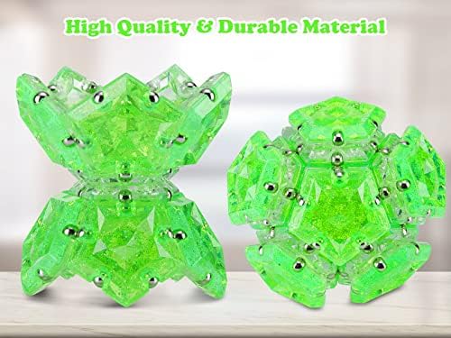 Magnetic Fidget Sphere, Crystal Bright Green Glitter, Sensory Desk Toy for Stress Focus Anxiety Relief