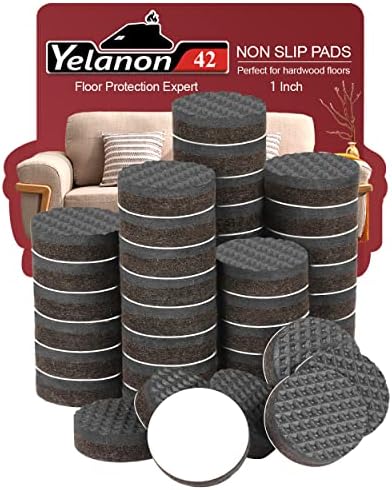 Yelanon Non Slip Furniture Pads for Hardwood Floors 42 Pcs 1"