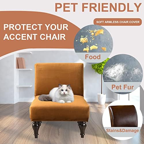 Eco-Ancheng Armless Chair Slipcover Removable Armless Accent Chairs Covers Washable Armless Slipper Chair Slipcover Printed Armless Chair Furniture Protector Covers for Living Dining Room Hotel