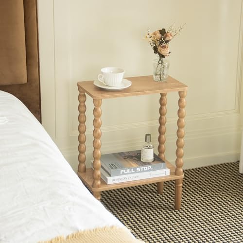 Fultyle Narrow End Table, Small Narrow Side Table with Storage, Nightstand