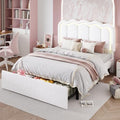 SHA CERLIN Full Size Bed Frame with LED Lights and Storage Drawer, White
