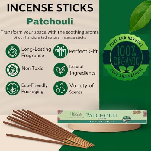 Bless-Organic-Patchouli 100%-Natural-Handmade-Incense-Sticks