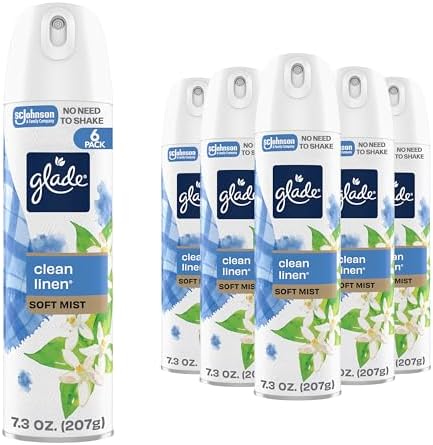 Glade Air Freshener Room Spray, Clean Linen Scent, Odor Fighting to Deliver Long Lasting Freshness, 7.3 Oz, 6 Count