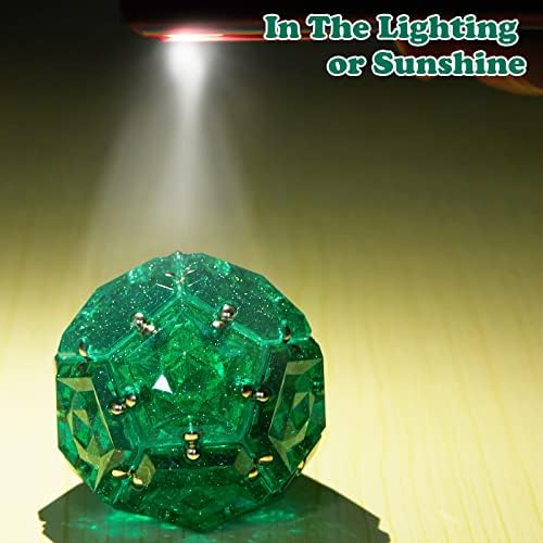 Magnetic Fidget Sphere, Crystal Green Glitter, Sensory Desk Toy for Stress Focus Anxiety Relief