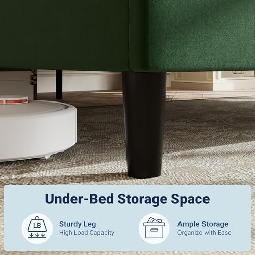 Allewie King Size Platform Bed Frame with Velvet Upholstered Headboard