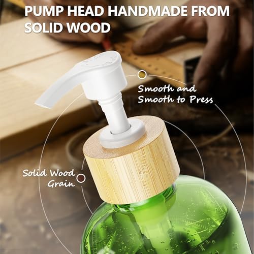Cisily Kitchen Dish Soap Dispenser Set with 2 Pack 16.9oz Amber Glass Bottle and Sponge Holder, Dish Soap Dispensers with Adjustable Sponge Holder, Vintage Hand and Dish Soap Dispensers Set