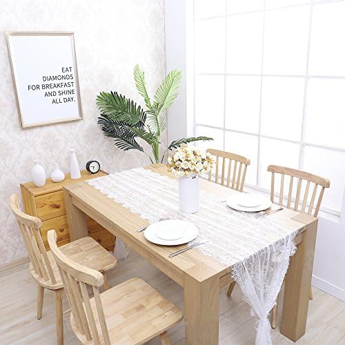 6 Pcs White Lace Table Runner 30 x 120 Inch Rustic Vintage Embroidered Sash