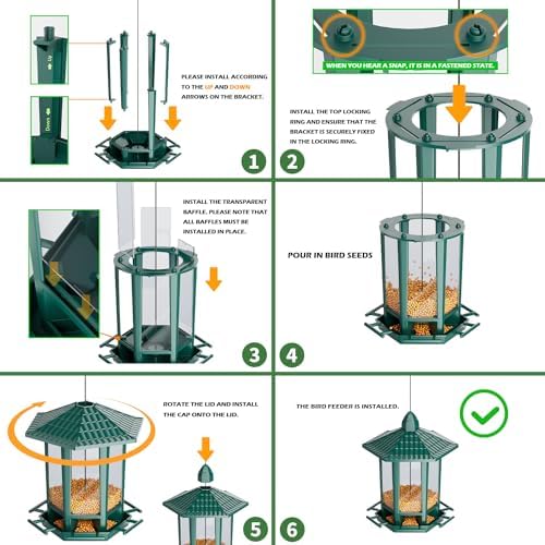 Birdream Bird Feeders for Outdoor Hanging, Pagoda Design Fun Installatio 2.5 LB Wild Bird Feeders, Attracting Wild Birds Cardinal Sparrows Finch Goldfinch Chickadee - Green