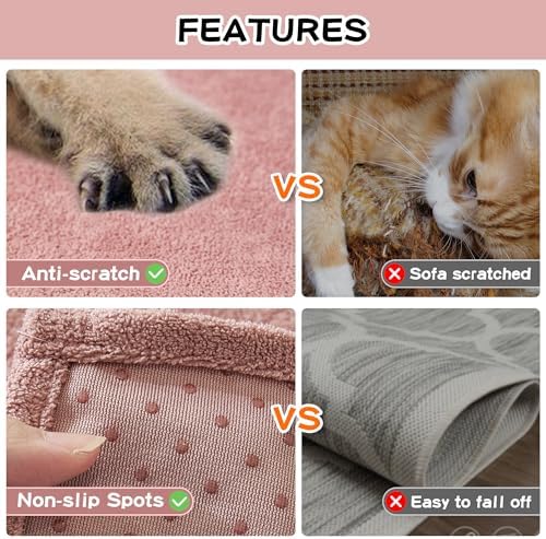 MEETSKY Couch Cover Washable for 2 Cushion Sofa, Cat Scratch Proof Furniture Protector Love Seat L Shape Couch Covers Soft Sectional Sofa Cover for Dogs Pets, 71" x 118", Pink