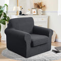 2 Pieces Stretch Chair Cover For Sofa Slipcover, 1 Seat, Dark Gray