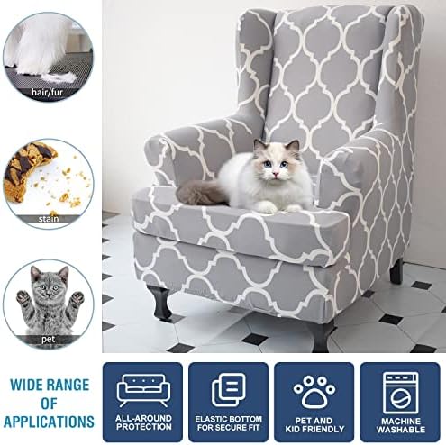 NILUOH Wingback Chair Covers 2-Piece, Armchair Slipcovers for Living Room