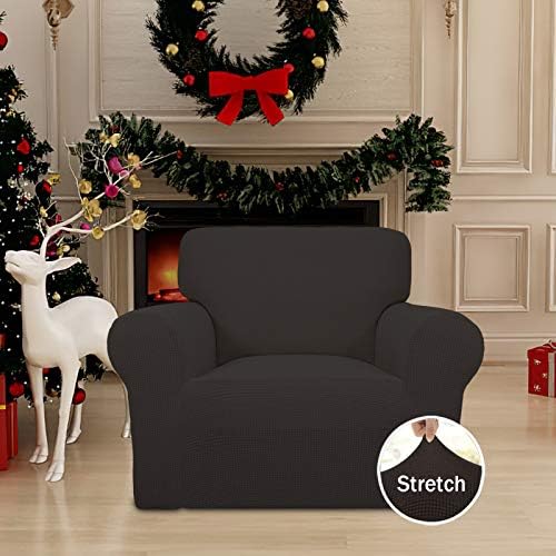 Easy-Going Stretch Chair Slipcover with Arm Washable Chocolate