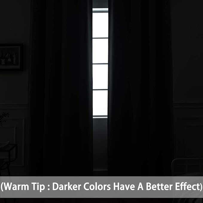Yakamok Room Darkening Curtains 70x84 inch Length Black-Living Room | 2 panels - Image 2