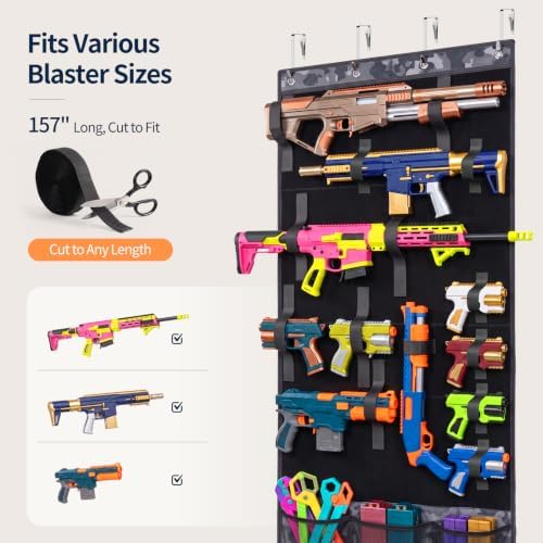 Yecaye Over the Door Toy Gun Organizer, Versatile Toy Storage, Camouflage