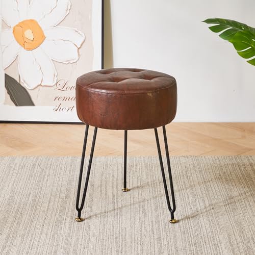 IBUYKE Makeup Vanity Stool, Faux Leather Footrest Chair, Dark Brown LG-31Z