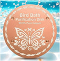 OICEME Bird Bath Purification Disk Pure Copper Outside Birdbath Outdoor Hummingbird Water Fountain Solar Power Window Feeder Stand Nectar Food Pole House Hanging Birdhouse Accessories