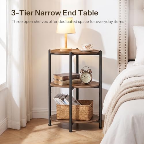 HOOBRO 3-Tier Oval Side Table, Narrow End Table for Small Spaces