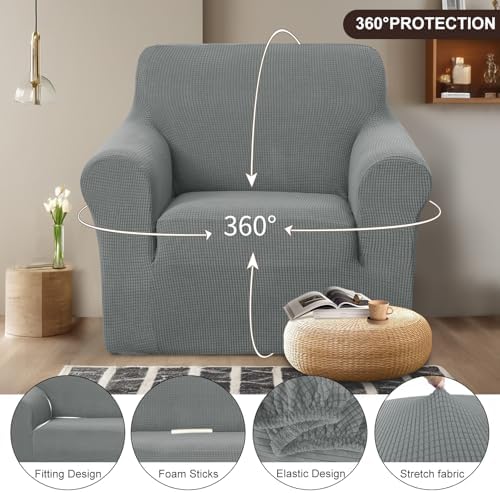 U-NICE HOME Stretch Recliner Chair Cover Armchair Slipcover, Grey