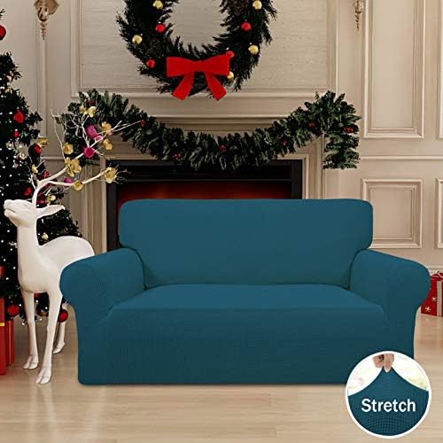 Easy-Going Stretch Loveseat Couch Covers Washable Peacock Blue