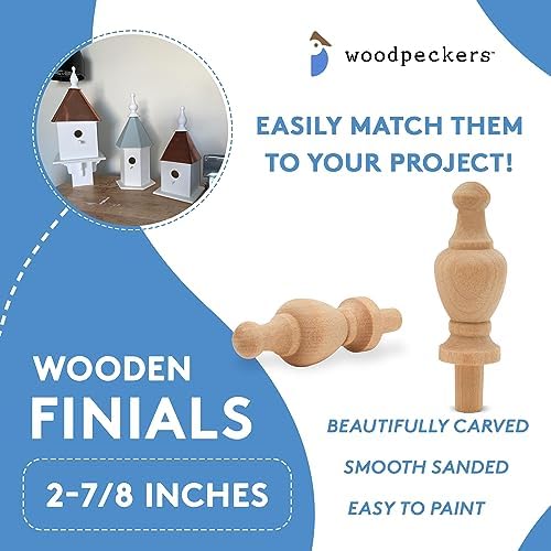 Small Wood Finials, 2-7/8 inch Wooden Finials for Crafting, DIY Dcor, and Wooden Finial Crafts, Pack of 50, by Woodpeckers