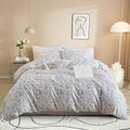 Duvet Cover Full 3 PCS Blue Floral Bedding Set Botanical Printed on White Duvet Cover Soft Cotton Comforter Cover with Zipper Closure 4 Ties for Teen Girls-80x90 Inch