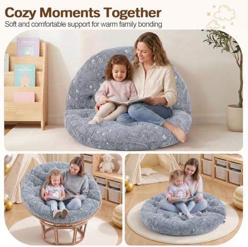 blue page Round Floor Cushions for Kids, 5-in-1 Kids Play Mat 5.9 in Thick