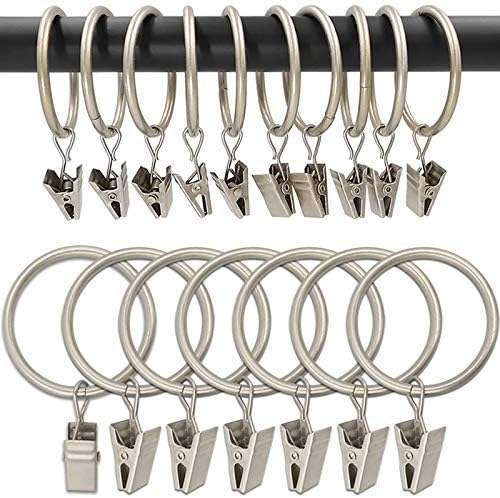 100 Pack Metal Curtain Rings with Clips, 1.5 in ID, Matte Silver