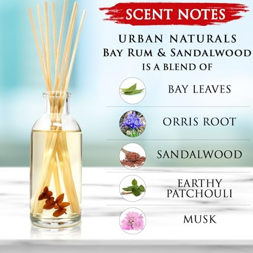 Urban Naturals Reed Diffuser Set, Bay Rum & Sandalwood - Bathroom Décor