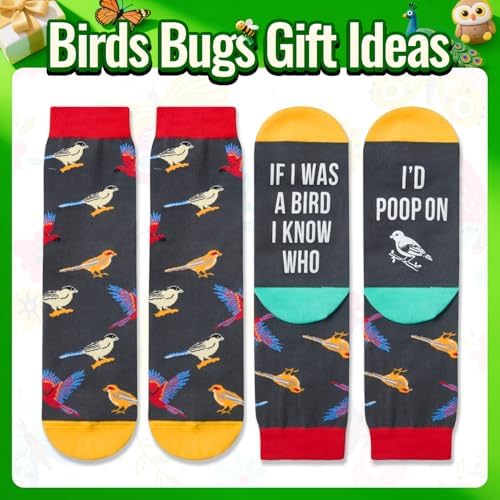Funny Socks for Women Men - Novelty Crazy Socks Bird Butterfly Gifts, Bird Stocking