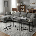 Lavish Home Round Nesting Tables Set of 6, Faux Marble Tabletop, Black