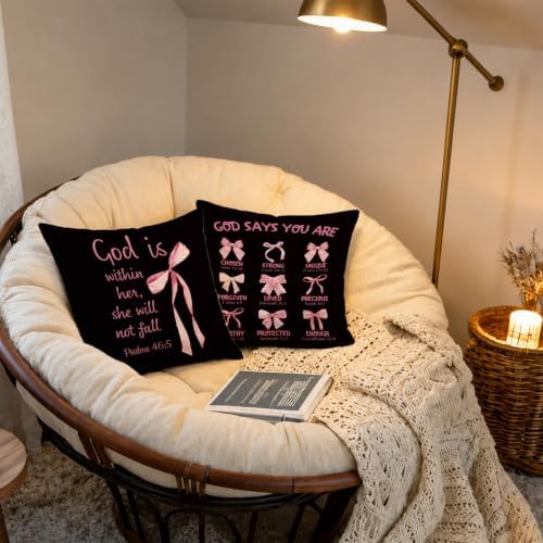 Black and Pink Room Decor Pillow Cover 18x18 Set of 4