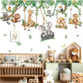 decalmile Jungle Animal on Swings Safari Animal Wall Decals Stickers
