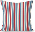 Red Blue White Stripe Pillow Cover 18x18, Americana Patriotic Decor