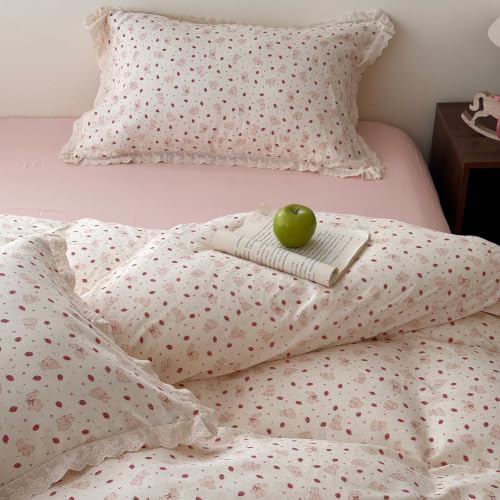 Cotton Bunny Duvet Cover King Size 3 Pcs,Ruffled Bedding 104"×90"