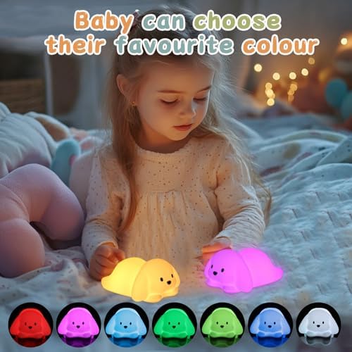 ZKLiLi Night Light for Kids Lamp, 16 Colors Lamp Cute, Dimmable Baby Night Lights for Nursery,Silicone Rechargeable Nightlight for Kids Room, Kawaii Room Decor (Dog)