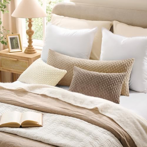 Kevin Textile Soft Corduroy 20x20 Inch Pillow Covers 2 Pack, Tan