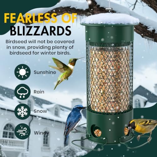 Metal Squirrel Proof Bird Feeder for Outdoors Hanging,Weight Activated,3 LB