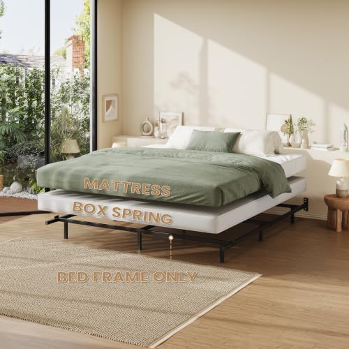 SHA CERLIN 7 Inch Metal Bed Frame, 9-Leg Box Spring Base, Black, King