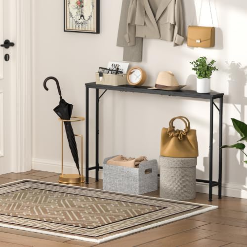 47.2" Console Table, Narrow Entryway Table, Skinny Sofa Table, Behind CouchTable, Long Skinny Table, DisplayTable for Entryway, Living Room, Foyer, Corridor, Office, Black