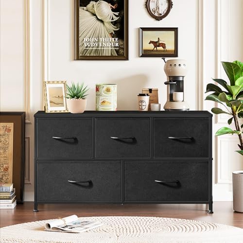 5-Drawer Dresser for Bedroom, Anti-Tip Wide Storage Organizer Fabric