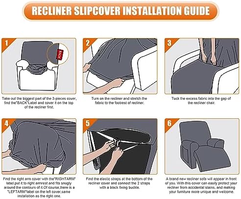 VANSOFY Stretch Recliner Chair Cover, Slipcover, Charcoal Gray, 1 Seater