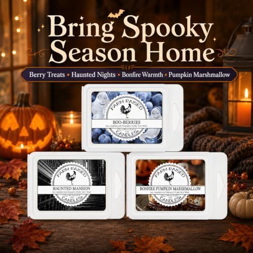 Halloween Spooky 3 Pack Soy Wax Melts - Farm Raised Candles - USA Made - 9 oz