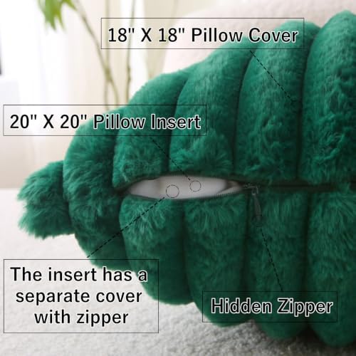 Decorative Throw Pillow with Inserts, Set of 2 Soft Faux Fur Throw Pillows, Square Boho Striped Pillow for Couch, Bed, Sofa Decor