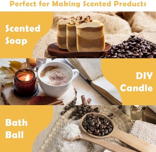 Fragrance Oil for Candle & Soap Making, Holamay Coffee Shop Set, Premium Aromatherapy Essential Oils for Diffusers for Home - Espresso, Cafe Mocha, Chocolate, Almond Biscotti and More, 10 x 5ml