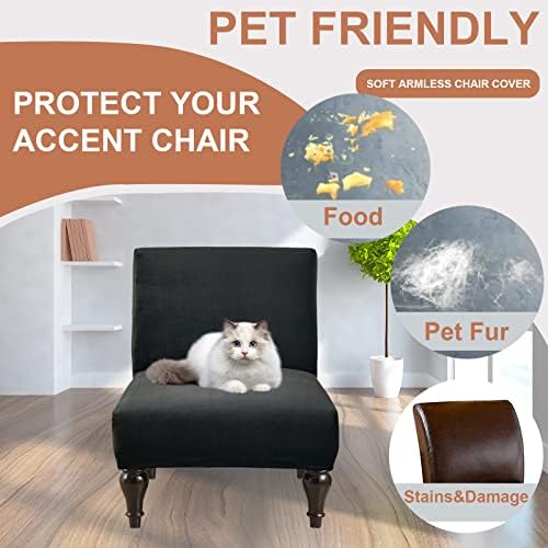 Eco-Ancheng Armless Chair Slipcover Removable Armless Accent Chairs Covers Washable Armless Slipper Chair Slipcover Printed Armless Chair Furniture Protector Covers for Living Dining Room Hotel